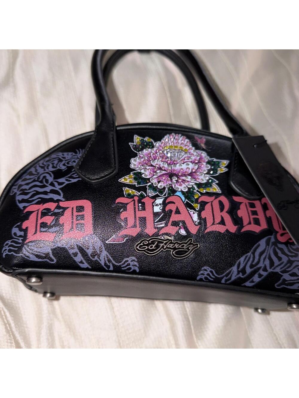 Ed Hardy Bag mini black rhinestone tote
